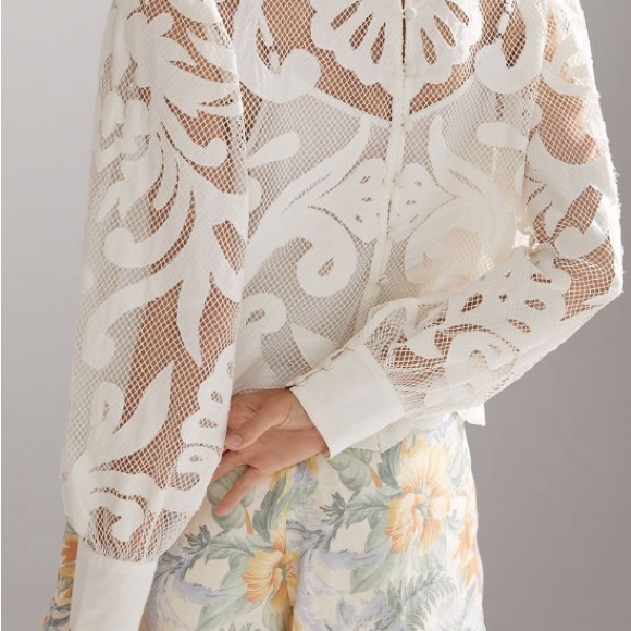 Anthropologie Lace details- Elegant White Lace Blouse - Picture 3 of 8